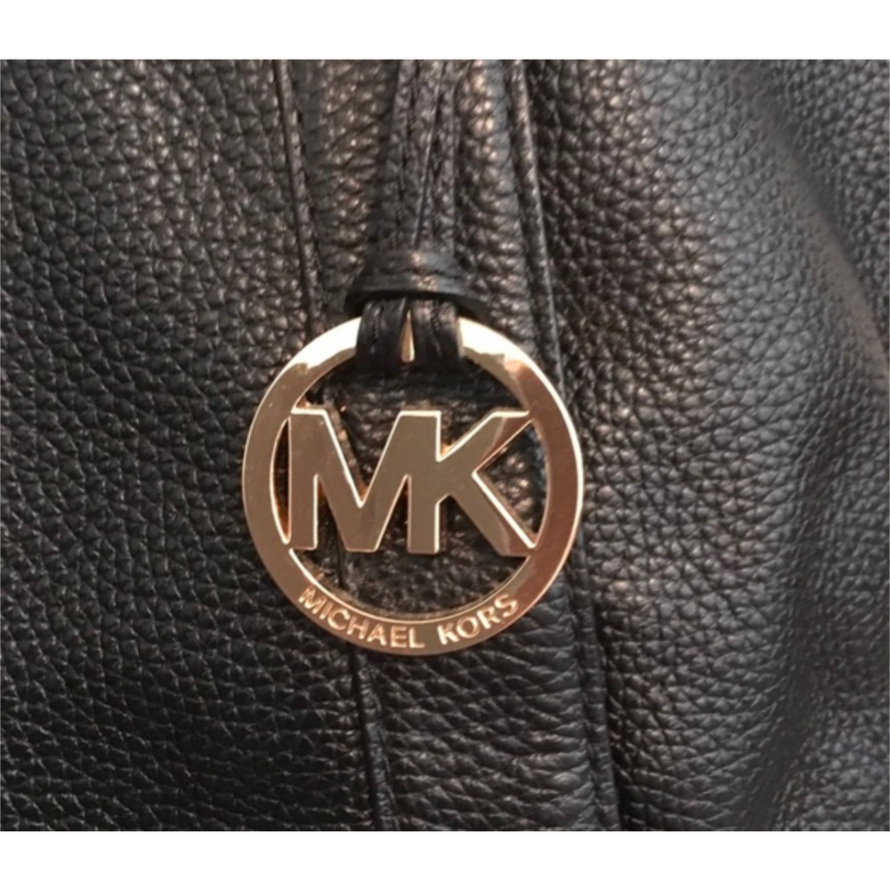 Michael Kors Black Leather Shoulder Bag Satchel Handbag, Gold Hardware - Picture 2 of 8